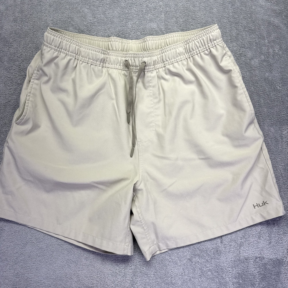 HUK Shorts Mens M Brown Pursuit Volley Swim Hybrid Fish 6" Lined H2000184